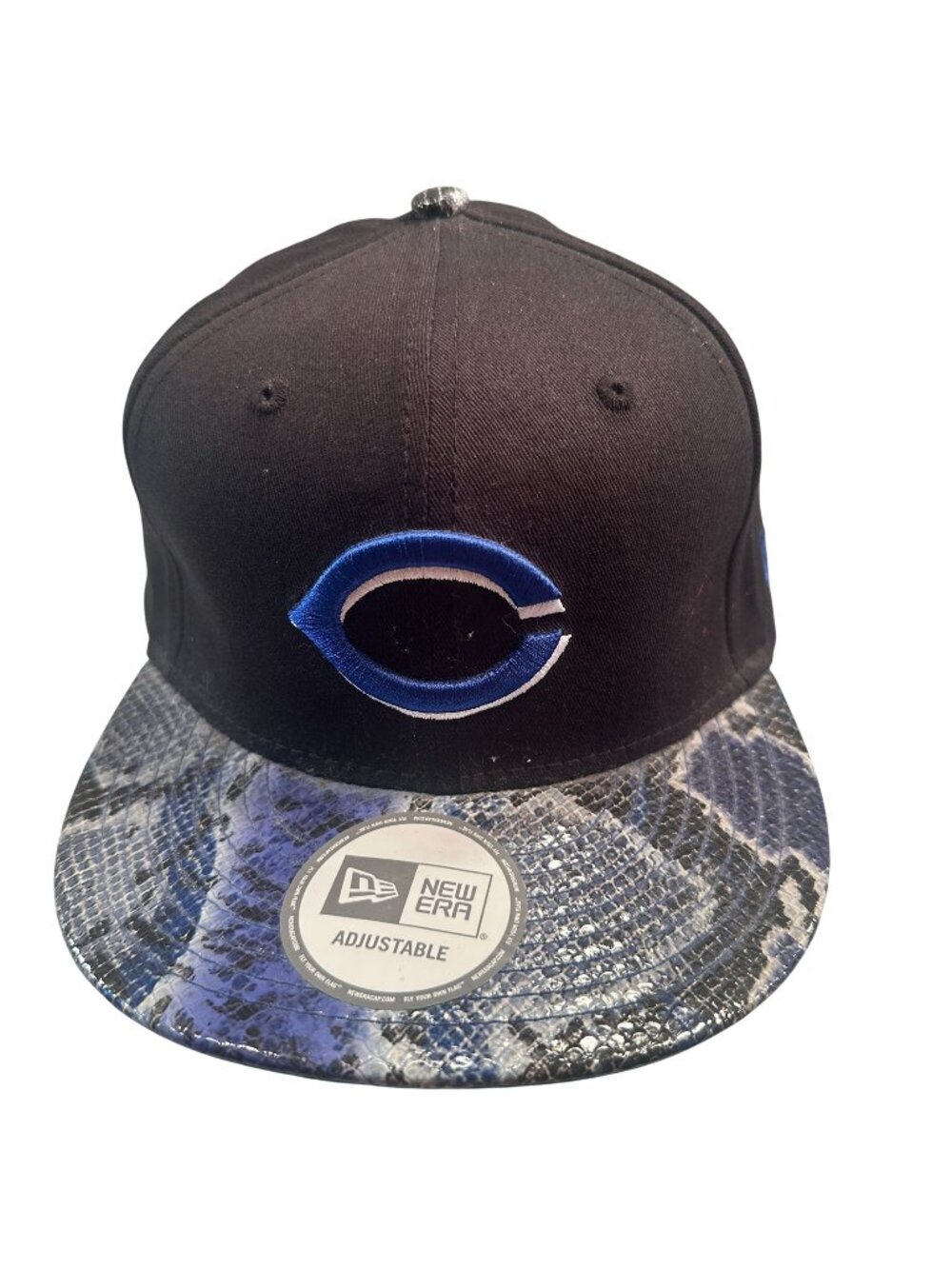 Cincinnati Reds Cap Snakeskin Brim Camo Vize New Era 9Fifty Adjustable Hat Blue